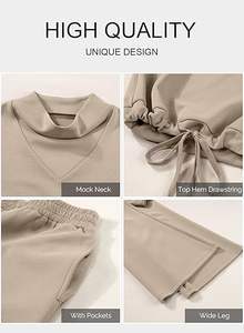 Ensemble de survêtement pour femme, sweat-shirt et pantalon de jogging en coton 100%, respirant, séchage rapide, décontracté, sport - Product Image 5