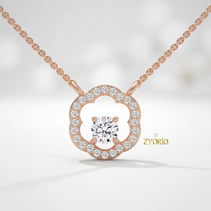 Collar con Colgante de Moissanita con Halo Floral, Plata de Ley 925, Collar con Flor de Diamantes para Mujer, Regalo de Boda, Joyería Personalizada - Product Image 5