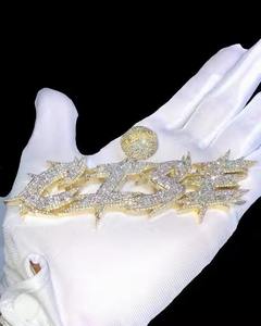 Moissanite VVS pendentif diamants taille ronde or Ice Out bijoux plaqué Hip Hop argent sterling 925 - Product Image 3