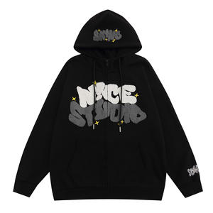 Alta calidad logotipo personalizado etiqueta 280gsm peso pesado pulóver sudaderas 100% algodón hombres de gran tamaño invierno liso teñido Streetwear - Product Image 6