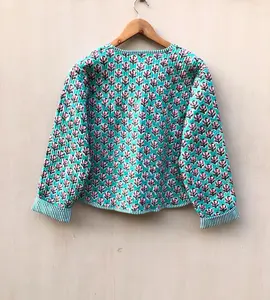 Nouveau Style bohème unisexe veste matelassée à la main en coton indien Patchwork manteau d'hiver imprimé bord libre automne poche Design - Product Image 2