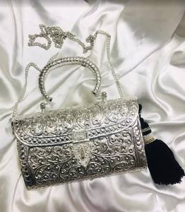 Handmade Metal Bag for Women <b>Wedding</b> Function Party Wear Stone Work <b>Clutch</b> Purse Premium Quality Made in India - Product Image 1