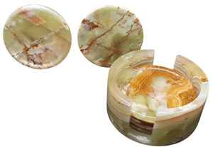 Ensemble de 6 sous-verres en onyx vert faits à la main, ronds, 4 pouces, sous-verres en pierre naturelle, décoration d'intérieur - Product Image 3