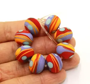 Cuentas de cristal mate redondas hechas a mano de Murano y cuentas de cristal rojo lavanda amarillo azul para pendientes fabricación de joyas VISHAL BEADS HANDICRAFT - Product Image 4