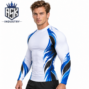 Rashguard moderne pour hommes avec matière extensible flexible et coupe ajustée confortable pour l'entraînement physique, les sports et les activités de plein air - Product Image 4