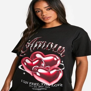Camiseta extragrande con gráfico Amour para mujer personalizada de calidad superior Material de poliéster holgado estilo 3D Y2K para cualquier ocasión - Product Image 3