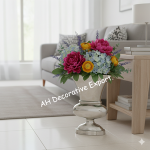 Vase à fleurs portable moderne en aluminium plaqué argent, finition mate, pour décoration de mariage/fête - Product Image 3