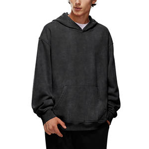 Sweats à capuche délavés pour hommes fabricant pull surdimensionné sweat épais en relief polaire impression bouffante personnalisée sweats à capuche pour hommes - Product Image 1