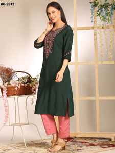 Ropa Étnica India de Viscosa y Rayón con Hermoso Bordado, Kurtis Listos para Usar, para Uso Casual y Festivo, Kurtis Elegantes - Product Image 6