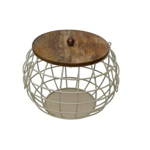 Panier à fruits en fil de fer avec couvercle en bois, très tendance, pour la cuisine, la salle à manger, le petit-déjeuner, décoratif, durable, en métal, pour l'utilisation alimentaire - Product Image 1