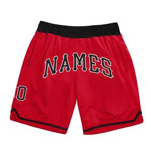Pantalones cortos de baloncesto personalizados, color rojo, negro y blanco, auténticos, transpirables, de secado rápido, lavados, ropa de calle, ropa deportiva, pantalones cortos de malla - Product Image 1