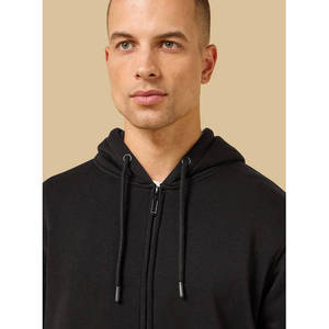Sweat-shirt à capuche zippé en coton coupe décontractée avec poche kangourou, design uni et simple, décontracté, entièrement zippé, personnalisable avec étiquette privée - Product Image 6