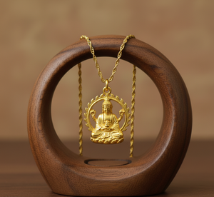 Collier chaîne à maillons en rhodium pendentif spirituel bouddha vêtements quotidiens tendance mode plaqué or cadeau naturel hindouisme unisexe - Product Image 3