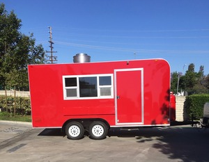 Remorque de cuisine mobile rouge 2,8 m à essieu simple, carrosserie en acier, style capsule moderne, alimentation intégrée, pour usage extérieur, restauration rapide, crème glacée, résistante à la rouille - Product Image 6
