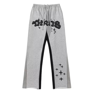 Pantalones de chándal acampanados altos de gran tamaño personalizados 2025 para hombre, ropa de calle con cintura elástica con estampado de personalidad, Patchwork de Color en contraste - Product Image 6