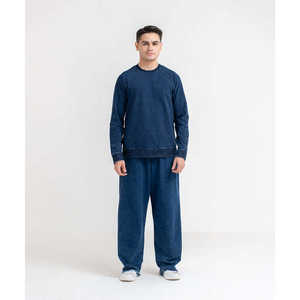 กางเกงยีนส์ทรงตรงสีครามสำหรับผู้ชายฤดูหนาว - Product Image 2