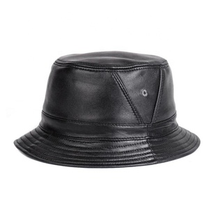Stylish Leather <strong>Bucket</strong> <strong>Hats</strong> For Travelling Comfortable Black Color Sun Protection <strong>Hats</strong> for Unisex by Standard International - Product Image 6