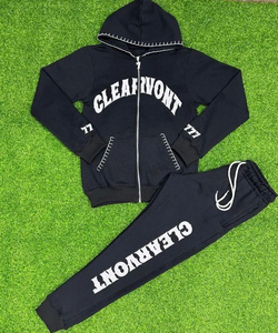 ชุดกีฬาผ้าฝ้าย100% ระดับมืออาชีพสำหรับผู้ชายเสื้อผ้าแนวสตรีทป้องกันแบคทีเรียพิมพ์ลายใส่สบายโลโก้ได้ตามต้องการ - Product Image 1