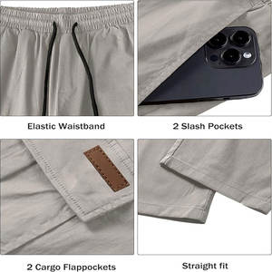 Pantalones de chándal informales transpirables de secado rápido con cordón de nailon para hombre, pantalones cargo holgados de algodón 100% ligeros con cintura con logotipo de bolsillo - Product Image 4