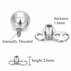 Bijou de <span class=keywords><strong>piercing</strong></span> microdermique en titane G23 plaqué or, ancre dermique à filetage interne avec zircon, idéal pour bijoux de corps de mariage - Product Image 3