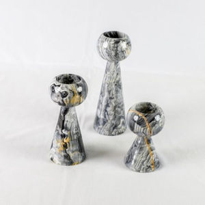 Bougeoir en marbre décoratif pour la maison au design admirable bougeoir en forme de coeur en marbre gris naturel de qualité supérieure - Product Image 4