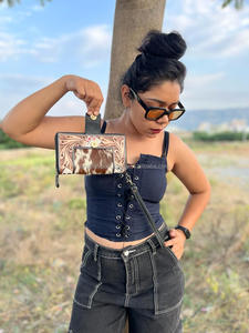 Nouveaux bracelets en cuir de vachette outillés élégants occidentaux embrayages femmes sac à main conçu multi-utilisations nouveau Design portefeuilles occidentaux pour elle - Product Image 6