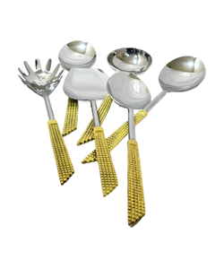 Venta al por mayor de metal creativo oro mango juego de servir en el precio bajo para la boda restaurante Hotel Uso - Product Image 6