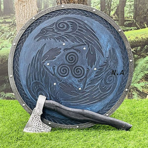 Bouclier Viking Ragnar fait à la main en contreplaqué, acier à haute teneur en carbone 1095, personnalisable, qualité OEM, bricolage - Product Image 3