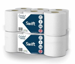 Rouleau de papier hygiénique professionnel blanc à alimentation centrale, 2 plis, fournisseur en gros de papier commercial - Product Image 1