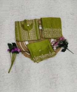 BOLLYWOOD CHINON BRODERIE TRAVAIL TOP PALAZZO AVEC DUPATTA VÊTEMENTS DE MARIAGE PRIX DE GROS VÊTEMENT ETHNIQUE ENSEMBLE KURTA - Product Image 6