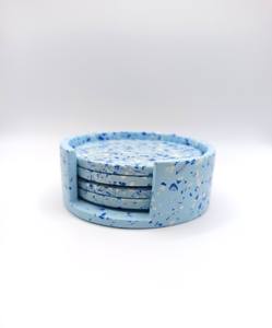 Resin Resin Coasters Set Best Quality Terrazzo Natural Stone Coasters Resin Inlay Stone Coaster 4 Pcs Set - Product Image 5