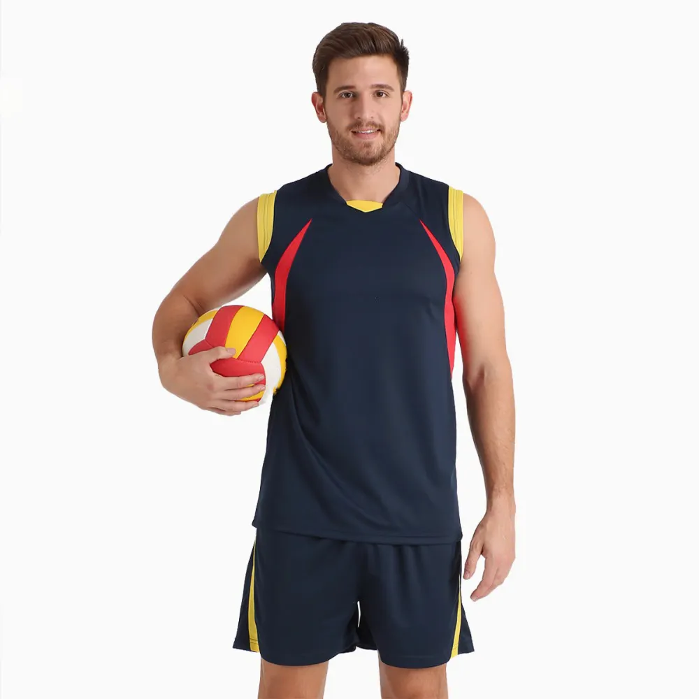 Wholesale Volleyball Uniforms Sports Wear Polyester Made T Shirts & Shorts Sets With Sublimation