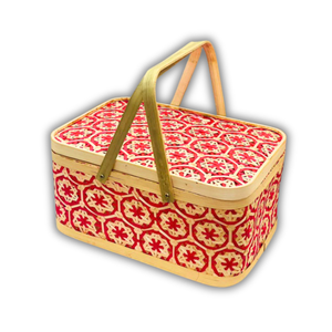 Paniers de rangement rectangulaires en bambou tissés à la main de style vintage avec motifs floraux, rangement multifonctionnel, artisanat vietnamien - Product Image 1