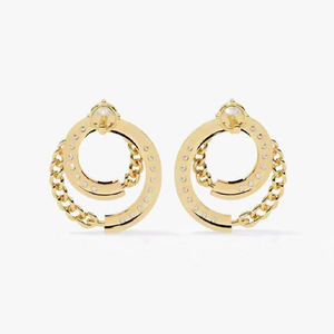 Boucles d'oreilles en argent sterling 925 plaqué or de qualité supérieure avec accents de diamants de laboratoire taille brillant certifiés IGI – Bijoux de mariage tendance - Product Image 3