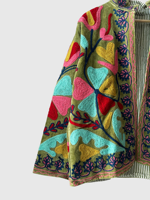 Veste en coton brodée de fleurs, col montant, manches chauve-souris, grande taille, vêtements de printemps pour femmes
