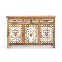 Buffet rustique artisanal de style ferme, antique et durable, pour salle à manger, salon, hôtel, en bois massif, avec trois tiroirs de rangement