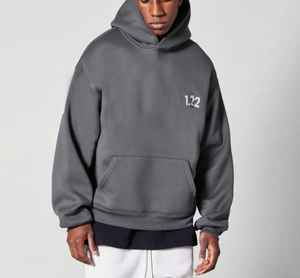 Pull-over à capuche d'hiver 100% coton pour hommes, respirant, surdimensionné, avec impression personnalisée, bouffée de logo, teint en plaine. - Product Image 1