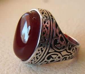 Anillo de Hombre al por Mayor, Piedra Preciosa de Ónice Rojo Natural, Piedra de Nacimiento de Diciembre, Anillo de Sello Turco, Joyería Hecha a Mano, Anillo de Plata de Ley 925 - Product Image 5