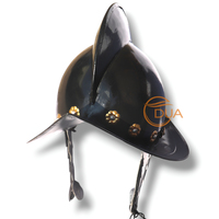 Casque Morion espagnol en fer noir, armure de conquérant médiévale, casque de style Renaissance avec rivets et mentonnière pour collectionneurs