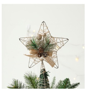 Top qualité or fini étoiles arbre de noël Toppers décor arbre pour noël métal noël ornements Festival ornements - Product Image 3