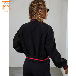 2025 nueva llegada chaqueta Varsity para mujer de MEGA EMPIRE manga de lana negra transpirable estampado impermeable a prueba de viento - Product Image 2