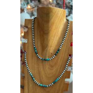 Collier de perles graduées en turquoise égyptienne et argent sterling, style Navajo, idéal pour un cadeau - Product Image 2