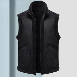 Automne hiver hommes décontracté laine gilets col montant fermeture éclair sans manches polaire gilet veste mode velours cuir chauffé - Product Image 5
