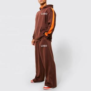 Jogging Casual Sports Velour Survêtement Marron Hoodies Set Pour Hommes survêtement oversize en velours - Product Image 5
