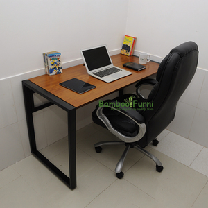 SB003b Bamboo Wood <b>Desk</b> with Iron Frame and Natural Color Trim Size 120x60x75 (cm) - Product Image 5
