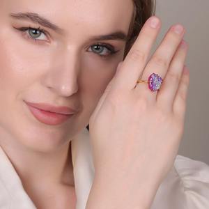Fournisseur indien Bague ajustable tendance en plaqué or 18 carats rose Druzy léger pour les occasions de mariage et de fête - Product Image 5