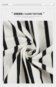 Cai vương quốc 32S kéo khung sọc áo 180g chải kỹ cotton căng nhuộm sọc áo vải với sọc đen và trắng - Product Image 5