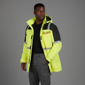 Vêtements de travail haute visibilité en gros, veste de sécurité verte, classe 2 ANSI, LED clignotante, imperméable, 100% polyester, bande réfléchissante haute visibilité, personnalisable - Product Image 1