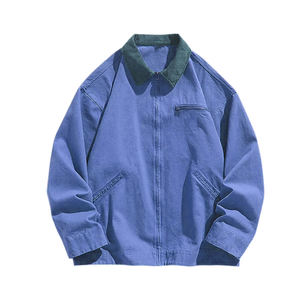 Windproof Heavy Duty <b>lightweight</b> breathable Wash Old Cotton Men's OEM Canvas Jacket High Street Printed <b>Coat</b> Loose - Product Image 1