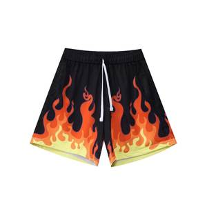 Pantalones cortos de malla informales de secado rápido para hombre Flame Sports, antiarrugas, transpirables, impermeables, patrón sólido, servicio OEM ecológico - Product Image 2